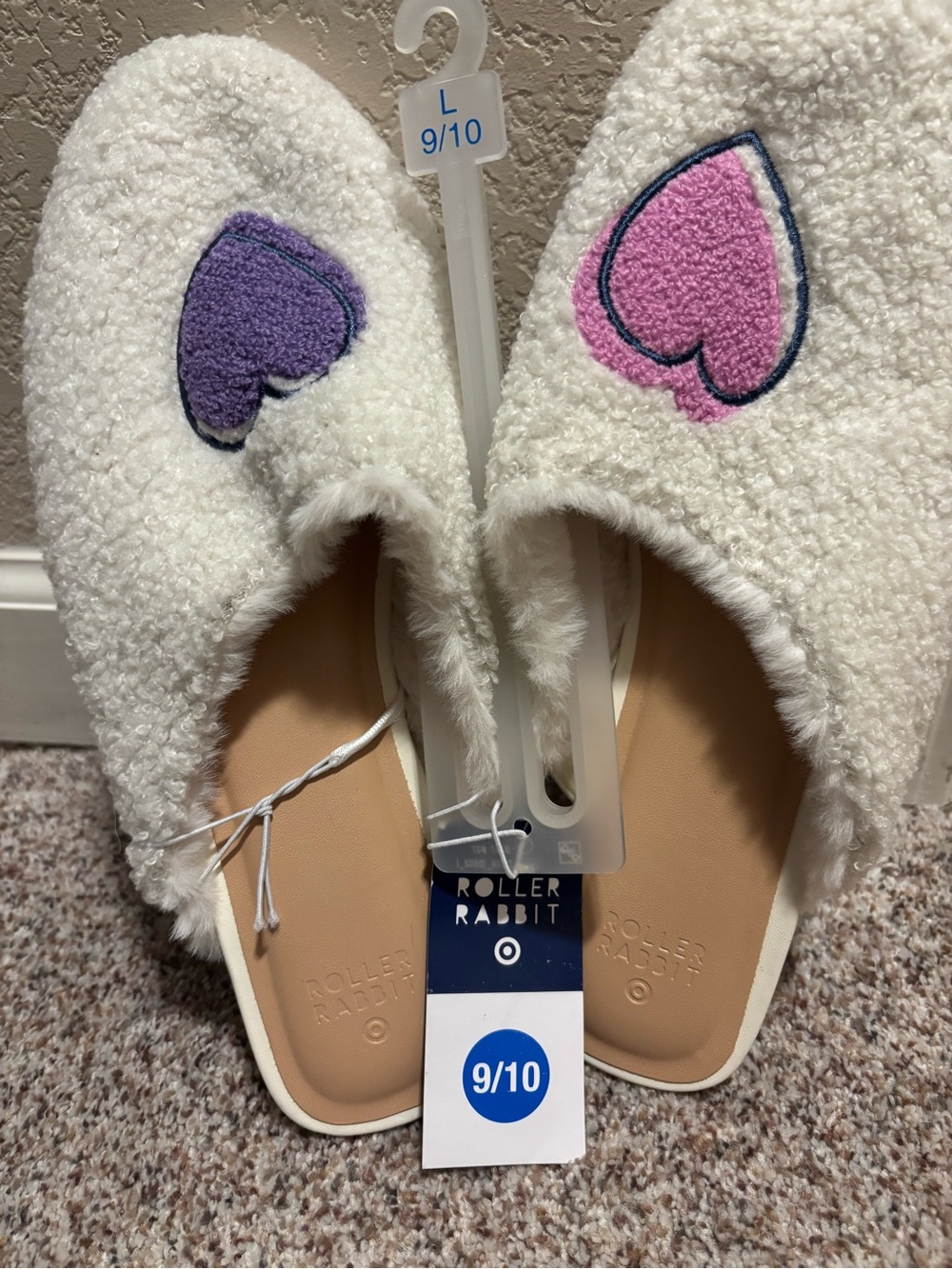 Roller Rabbit × Target Women's Disco Hearts Wave Fuzzy House Slippers Large